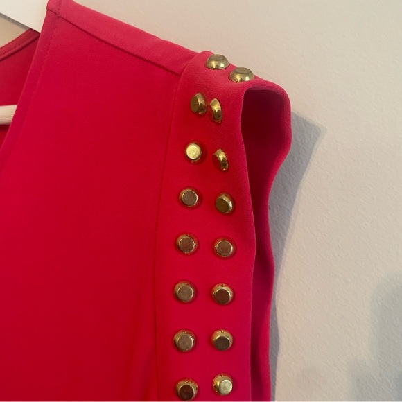 MICHAEL KORS NWT Sleeveless Astor Studded Front Slit Sheath Dress - Red Size 2X - Picture 4 of 12